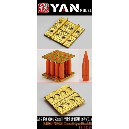 Yan Model PE35145 1/35 US M40 155mm Howitzer Shell Set (8 Rounds) Type 01 - Military Vehicles & Tanks