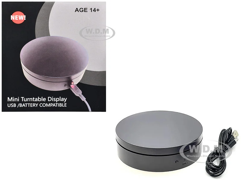 Mini Turntable Rotating Display Stand 4.75" with Black Base for 1/64 Scale Model Cars - Accessories