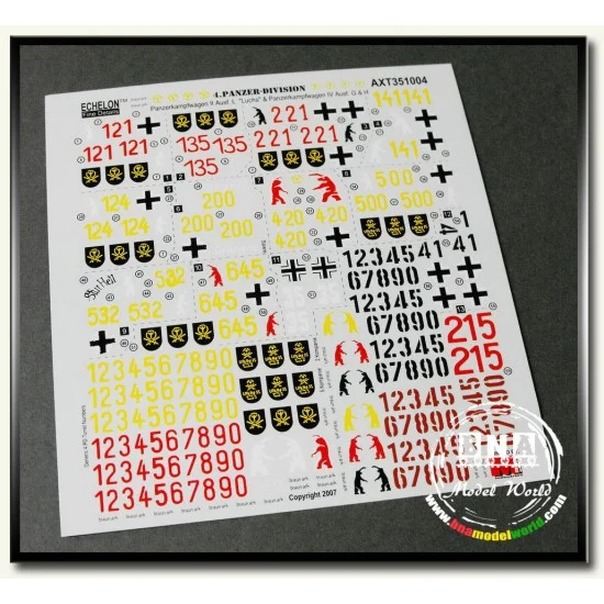 Echelon Fine Details AXT351004 Decals for 1/35 4.Pz.Div.Panzer IV Ausf.G,H &Panzer Ausf. L "Luchs" - Military Vehicles & Tanks