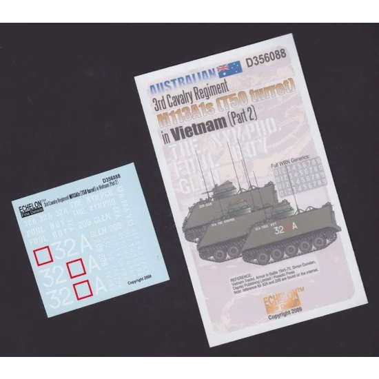 Echelon Fine Details D356088 Decals for 1/35 RAAC 3rd Cavalry Regiment M113A1s in Vietnam (Part 2) - Military Vehicles & Tanks