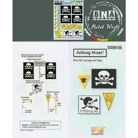 Echelon Fine Details D356106 1/35 Achtung Minen! Mine Field Signage and Flags - Military Vehicles & Tanks