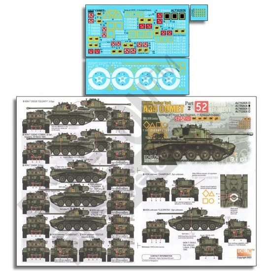 Echelon Fine Details ALT352026 Decals for 1/35 A34 Comets of 3 RTR, 11 Armoured Division - Model Planes