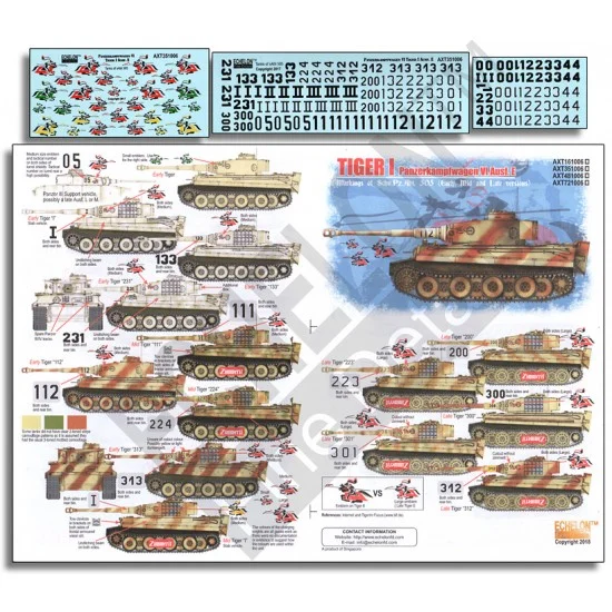 Echelon Fine Details AXT351006 Decals for 1/35 Schwere PzAbt 505 Tiger I Panzer VI Ausf.E - Military Vehicles & Tanks