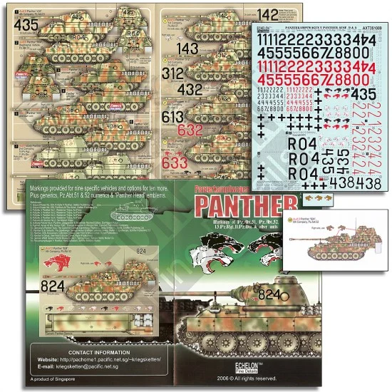 Echelon Fine Details AXT351009 1/35 Panther Ausf.D & Ausf.A Pz.Abt.51/Pz.Abt.52/15.Pz.Rgt.11.Pz.Div & other units Decals - Military Vehicles & Tanks
