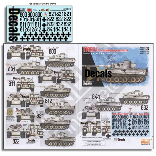 Echelon Fine Details AXT351012 Decals for 1/35 Tiger I Panzerkampfwagen VI Ausf.E 8. SS-PzRgt.2