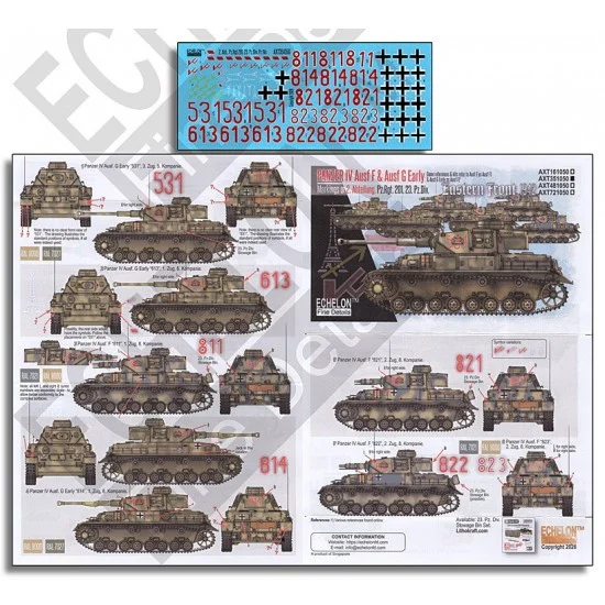 Echelon Fine Details AXT351050 1/35 Panzer IV Ausf F/G Early Markings Decal 2.Abt 23rd Pz.Div - Military Vehicles & Tanks