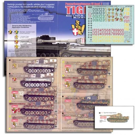 Echelon Fine Details AXT481008 1/48 Schwere Panzerabteilung 506, Gruppe Fehrmann Tiger Is Decals - Military Vehicles & Tanks