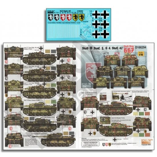 Echelon Fine Details D166294 Decals for 1/16 StuG III Ausf. F, G & StuH 42 of StuG. Brig. 667 - Military Vehicles & Tanks