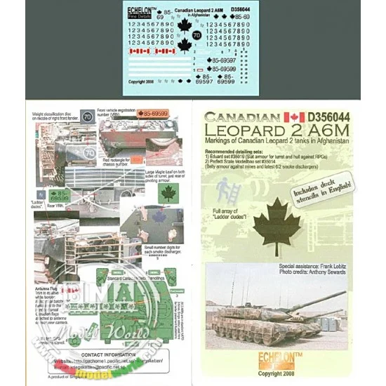 Echelon Fine Details D356044 Decals for 1/35 Canadian Leopard 2 A6M - Military Vehicles & Tanks