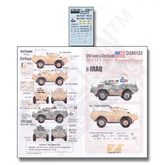 Echelon Fine Details D356123 1/35 124th CAV & 42nd BDE M1117 ASVs in Iraq Decals - Military Vehicles & Tanks