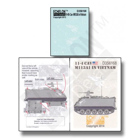 Echelon Fine Details D356168 Decals for 1/35 11-4th Cavalry Regiment M113A1 in Vietnam