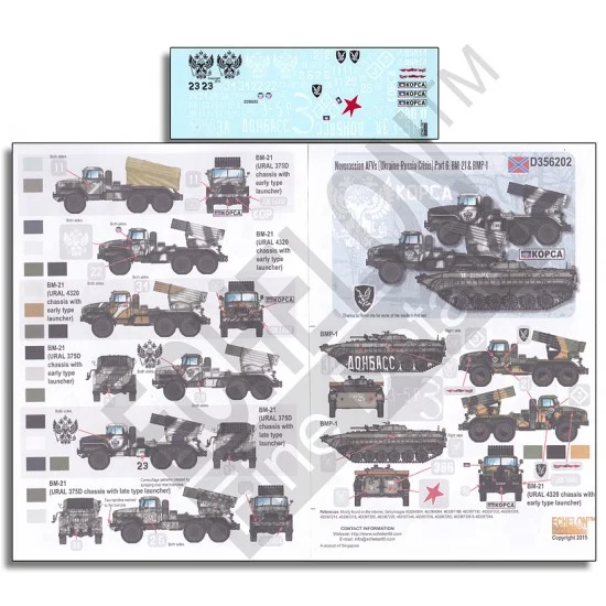 Echelon Fine Details D356202 1/35 Novorossian AFVs (Ukraine - Russia Crisis) Decals Part 6: BM-21 and BMP-1