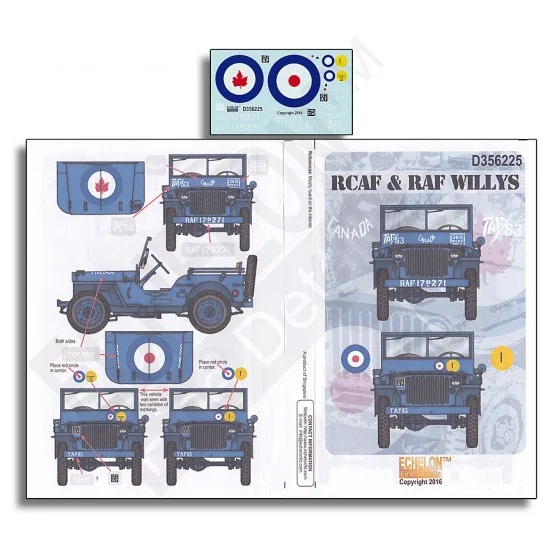 Echelon Fine Details D356225 1/35 RCAF and RAF Willys Decals - Military Vehicles & Tanks