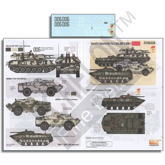 Echelon Fine Details D356228 1/35 Soviet AFVs (Afghanistan War) Decals Part 3: Shilka, BMD-1 and BRDM-2