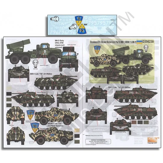 Echelon Fine Details D356230 1/35 Ukrainian AFVs (Ukraine-Russia Crisis) Decals Part 8: BMD-1, BRDM-2 and BM-21