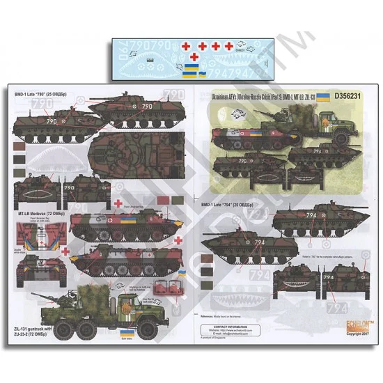 Echelon Fine Details D356231 1/35 Ukrainian AFVs (Ukraine-Russia Crisis) Decals Part 9: BMD-1, MT-LB and ZIL-131