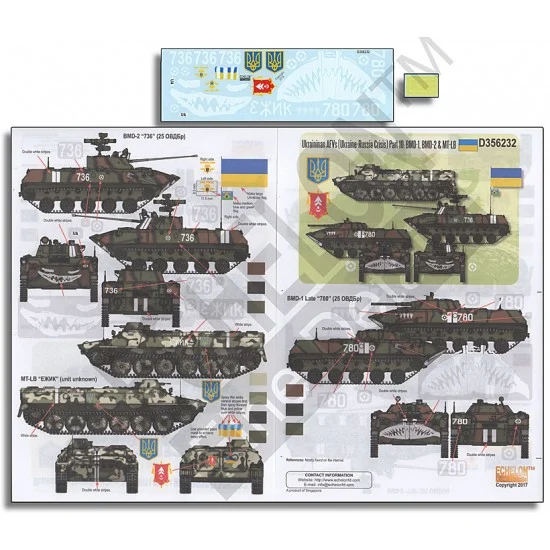 Echelon Fine Details D356232 1/35 Ukrainian AFVs (Ukraine-Russia Crisis) Decals Part 10: BMD-1, BMD-2 and MT-LB