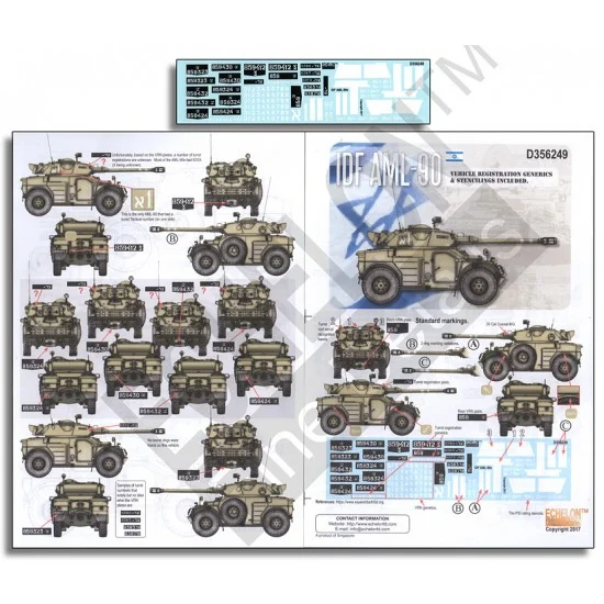 Echelon Fine Details D356249 Decals for 1/35 IDF AML-90
