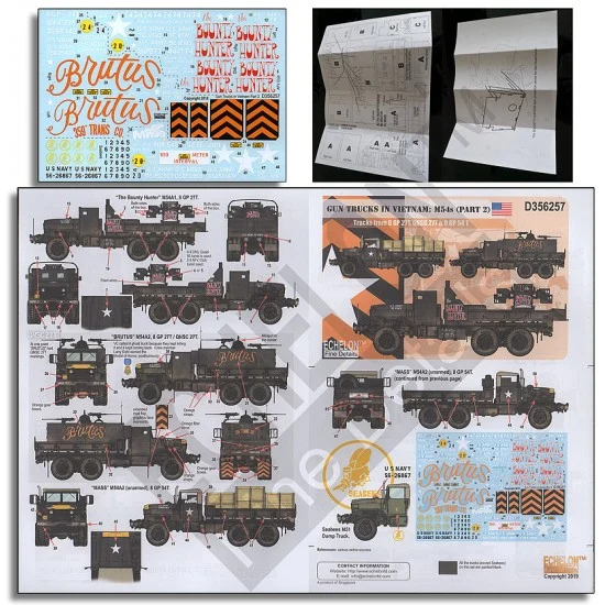 Echelon Fine Details D356257 Decals for 1/35 US Gun Trucks in Vietnam: M54s Part 2 - 8 GP 27T/54T & QNSC 27T