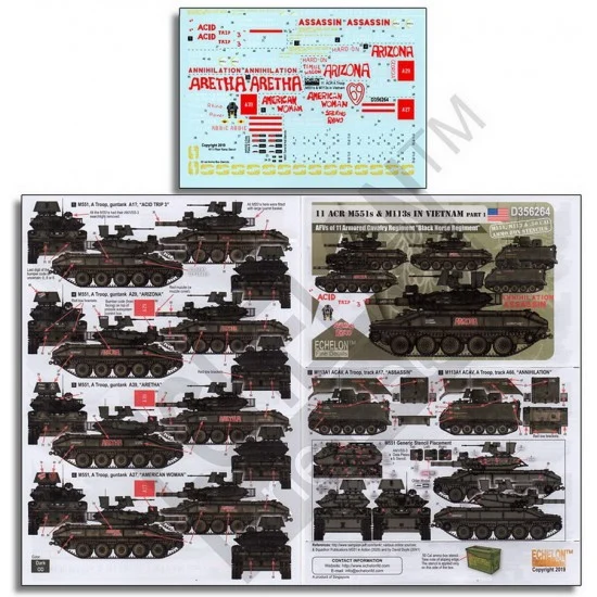 Echelon Fine Details D356264 Decals for 1/35 11 ACR M551s & M113s in Vietnam (Part 1) - Military Vehicles & Tanks
