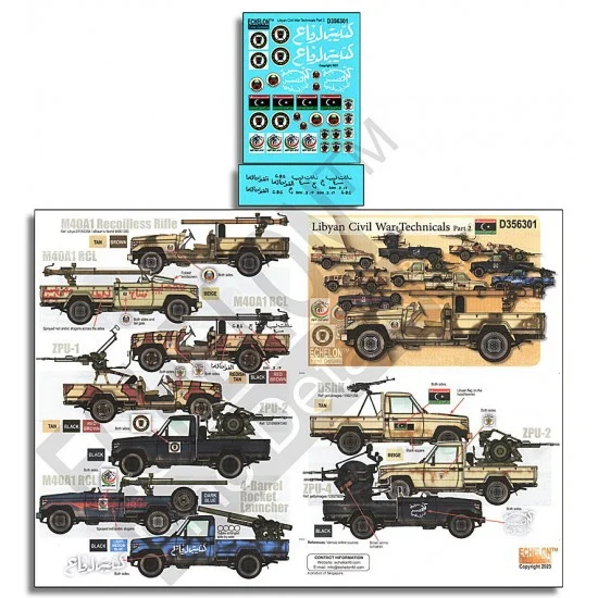 Echelon Fine Details D356301 Decals for 1/35 Libyan Civil War Technicals Part 2 - Model Planes