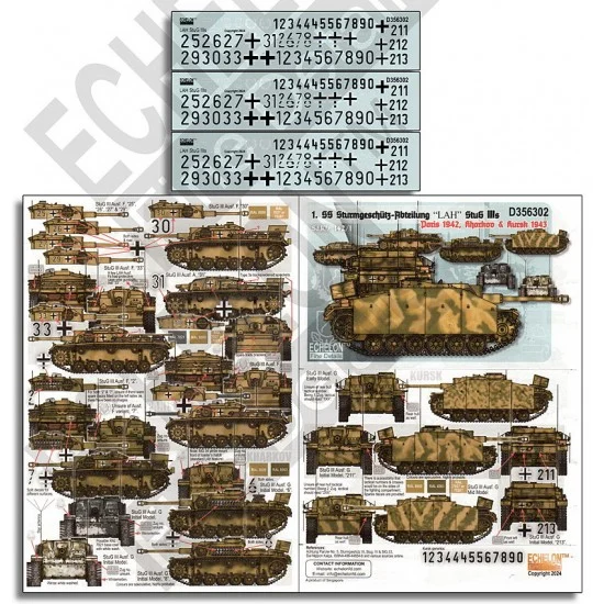 Echelon Fine Details D356302 1/35 1. SS StuG IIIs in Paris, Kharkov and Kursk Decal - Military Vehicles & Tanks