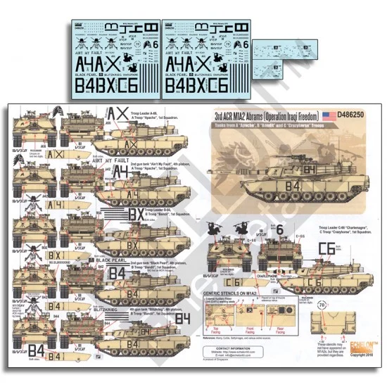 Echelon Fine Details D486250 Decals for 1/48 US 3rd ACR M1A2 Abrams (Operation Iraqi Freedom) - Military Vehicles & Tanks