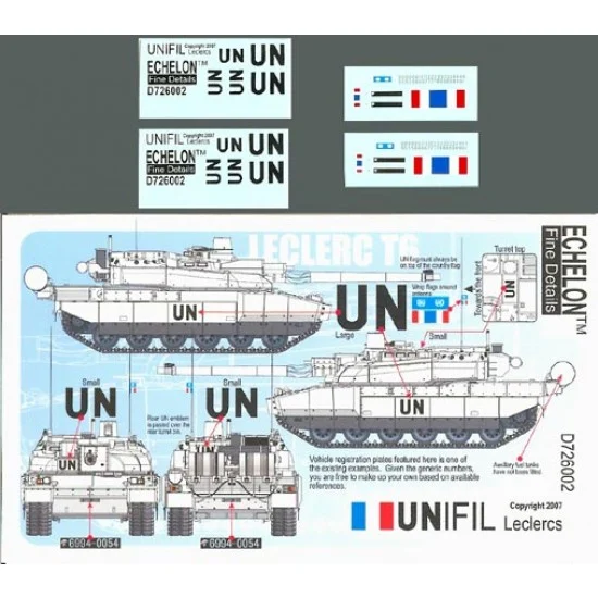 Echelon Fine Details D726002 1/72 UNIFIL Leclercs Decals - Military Vehicles & Tanks