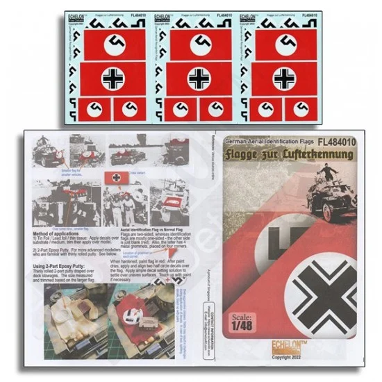 Echelon Fine Details FL484010 Decals for 1/48 WWII German Aerial Identification / Recognition Flags - Military Vehicles & Tanks