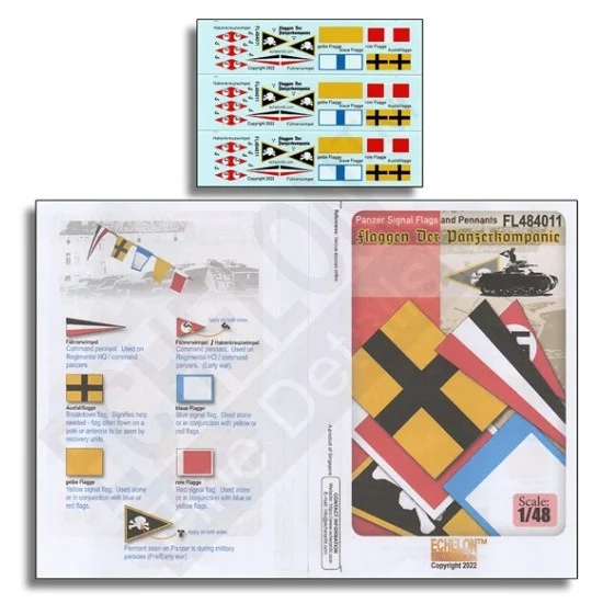 Echelon Fine Details FL484011 Decals for 1/48 WWII Panzer Signal Flags and Pennants - Military Vehicles & Tanks