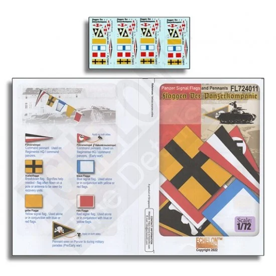 Echelon Fine Details FL724011 Decals for 1/72 WWII Panzer Signal Flags and Pennants - Military Vehicles & Tanks
