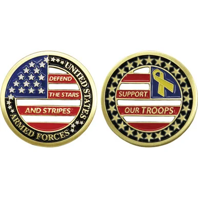 Support Our Troops Stars & Stripes Challenge Coin Eagle Crest (2519)