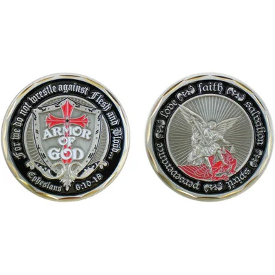 Armor of God Shield- St. Michael Challenge Coin Eagle Crest (2521)