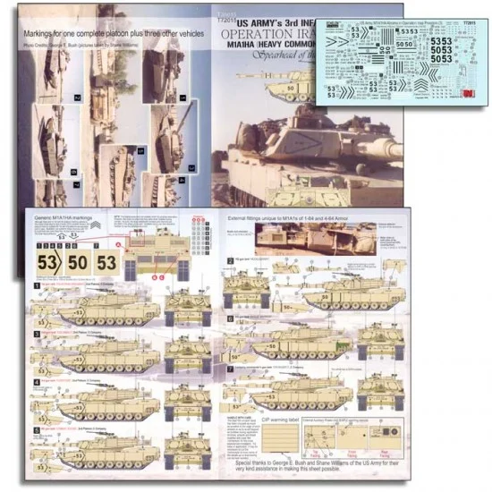 Echelon Fine Details T72015 1/72 US ARMY 1-64 Armor, HQ &C Company M1A1HA Abrams in "Operation Iraqi Freedom" Decals