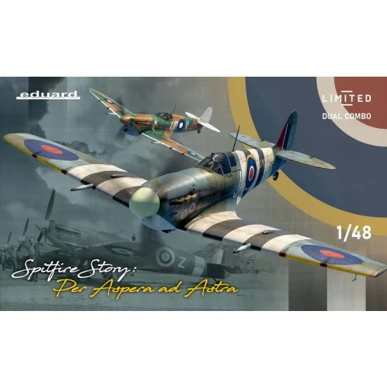 Eduard 11162 1/48 SPITFIRE STORY: WWII British Per Aspera ad Astra Spitfire Mk.Vc (duo) [Limited Edition] - Model Planes
