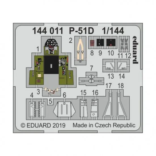 Eduard 144011 1/144 North American P-51D Mustang Detail set for Eduard/PLATZ kits