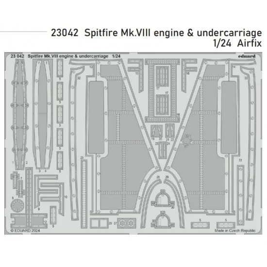 Eduard 23042 1/24 Supermarine Spitfire Mk.VIII Engine and Undercarriage Detail set for Airfix kits - Model Planes