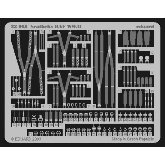 Eduard 32088 Photoetch for 1/32 WWII RAF Seatbelts - Model Planes
