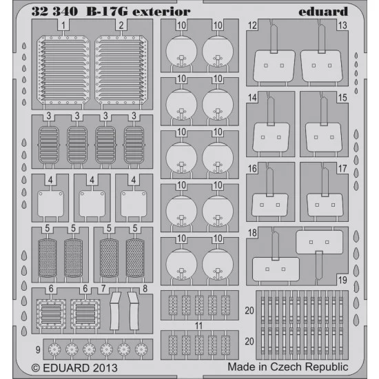 Eduard 32340 1/32 Boeing B-17G Flying Fortress Exterior Detail-up Set for HK Models kit