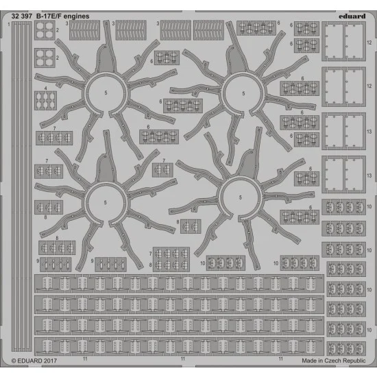 Eduard 32397 1/32 Boeing B-17E/F Flying Fortress Engines for Hong Kong Models (1 Photo-Etched Sheet)