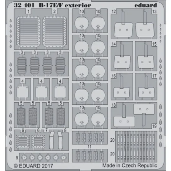 Eduard 32401 1/32 Boeing B-17E/F Flying Fortress Exterior Detail Set for Hong Kong Models kit (1PE)
