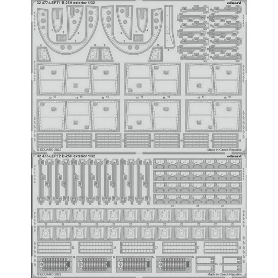 Eduard 32477 1/32 North American B-25H Mitchell Exterior Detail set for HK Models kits