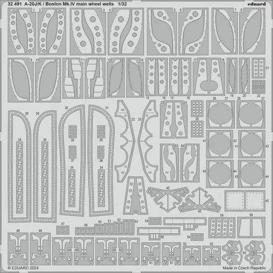Eduard 32491 1/32 Douglas A-20J/K Havoc / Boston Mk.IV Main Wheel Well Photo-etched set for HK Model kits