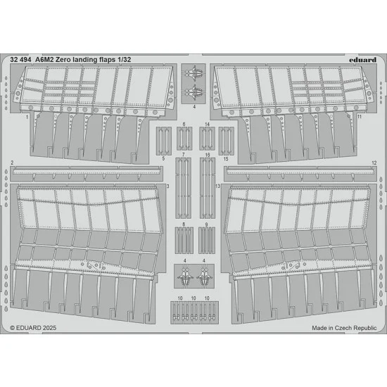 Eduard 32494 1/32 A6M2 Zero Landing Flaps Photo-etched set for Tamiya kits