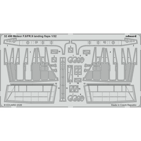 Eduard 32498 1/32 Gloster Meteor F.8/FR.9 Landing Flaps Photo-etched Sheet for Revell kits