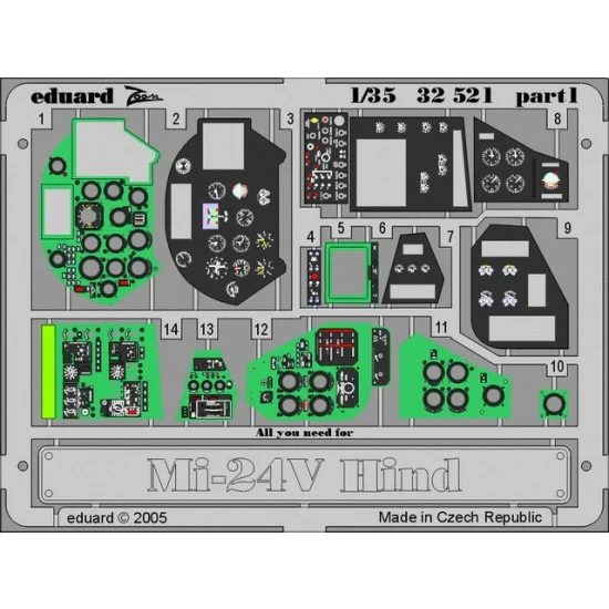 Eduard 32521 Photoetch for 1/35 Mil Mi-24V Hind Interior for Trumpeter kit