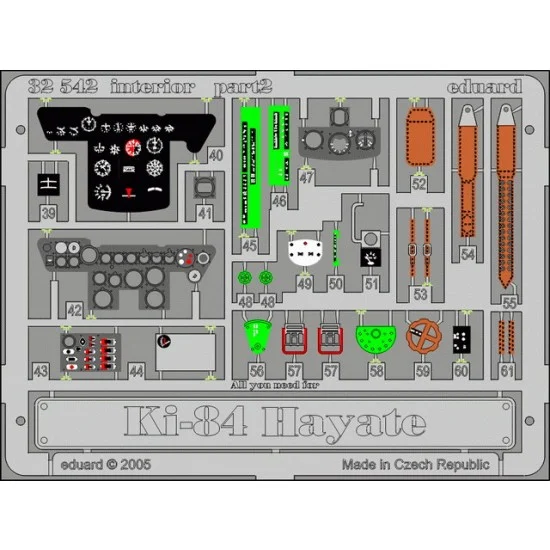 Eduard 32542 Colour Photoetch for 1/32 Ki-84 Hayate Interior for Hasegawa kit