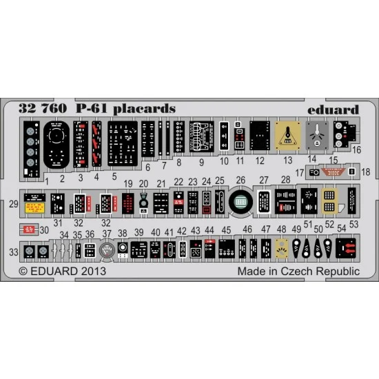 Eduard 32760 1/32 Northrop P-61B 'Black Widow' Placards for HobbyBoss kits