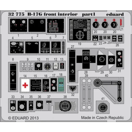 Eduard 32775 1/32 Boeing B-17G Flying Fortress Front Interior Detail Set for HK Models (2 PE Sheets)
