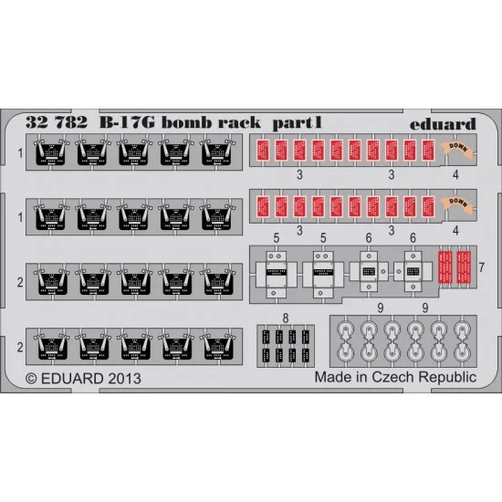 Eduard 32782 1/32 Boeing B-17G Flying Fortress Bomb Rack Detail Set for HK Models kit (2 PE Sheets)